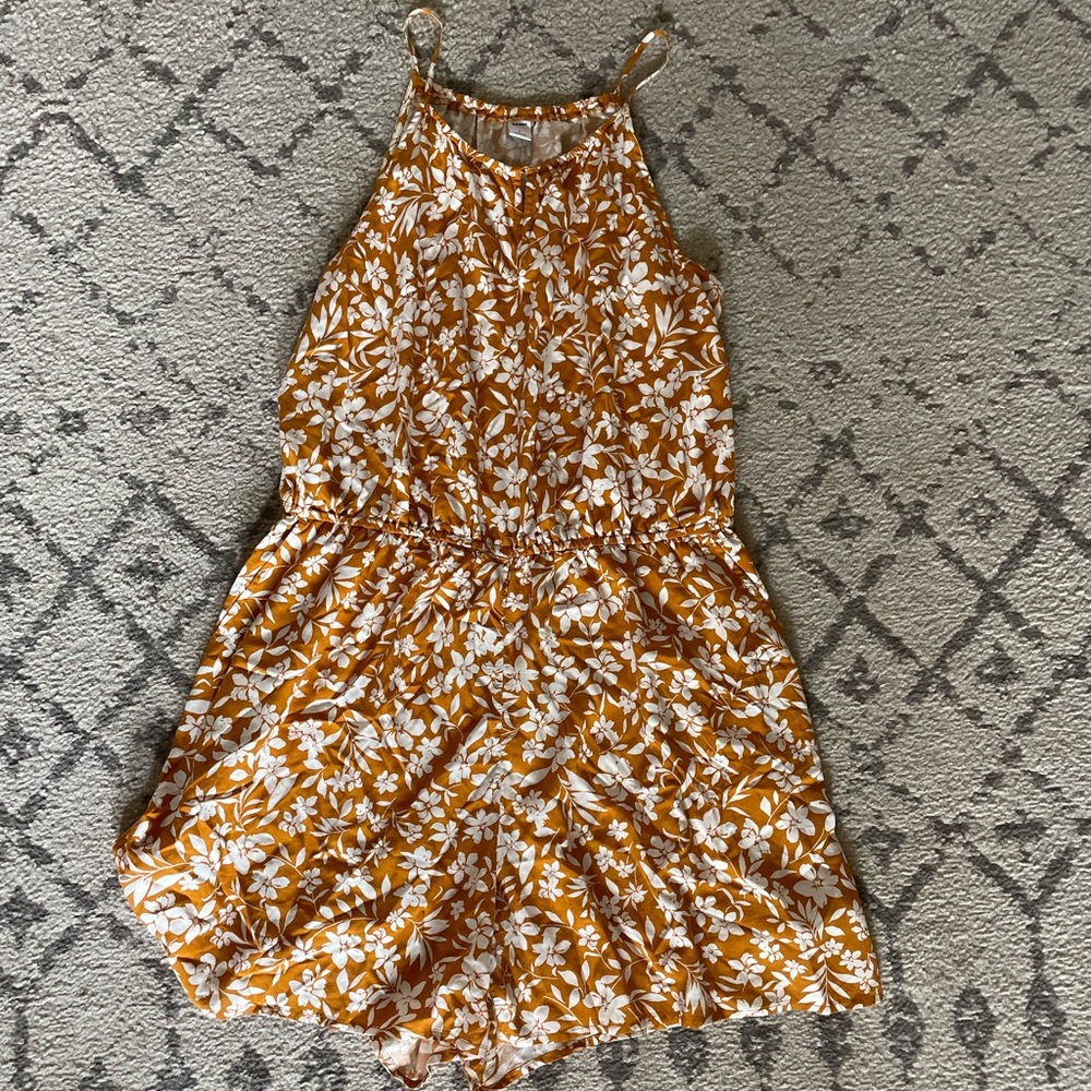 Old Navy orange and white romper